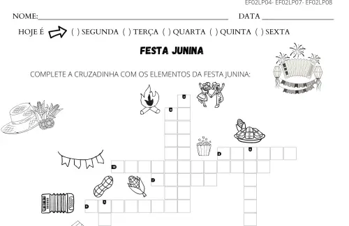 atividade de festa junina cruzadinha